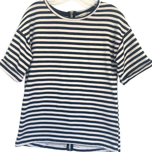Abercrombie & Fitch Breton Stripe Shirt S Women’s Black White Zipper Nautical - Picture 1 of 5